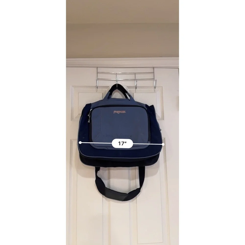 JanSport Blue Messenger Laptop Bag Padded Shoulder Strap Two Tone Navy